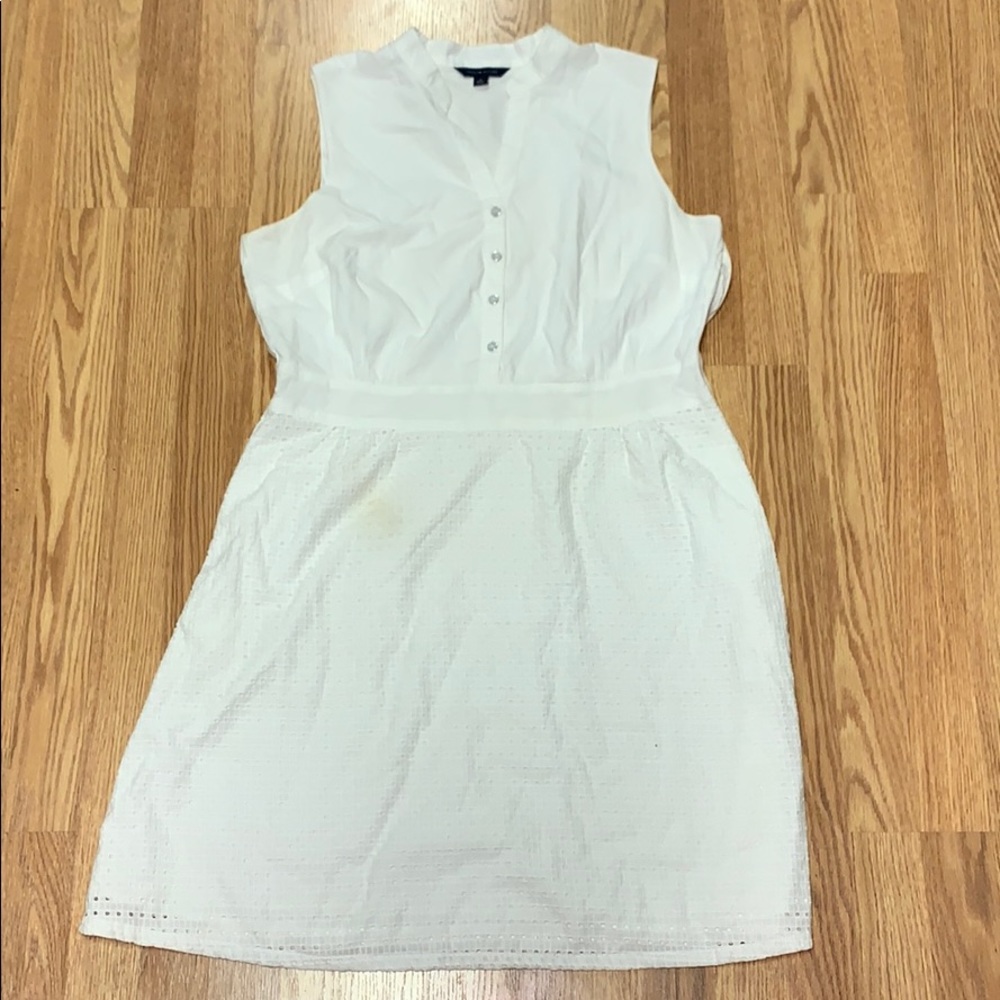 Tommy Hilfiger White Eyelet Half Button Dress
